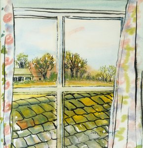 Door het Cottage Raam Suffolk, 2010 door Joan Thewsey